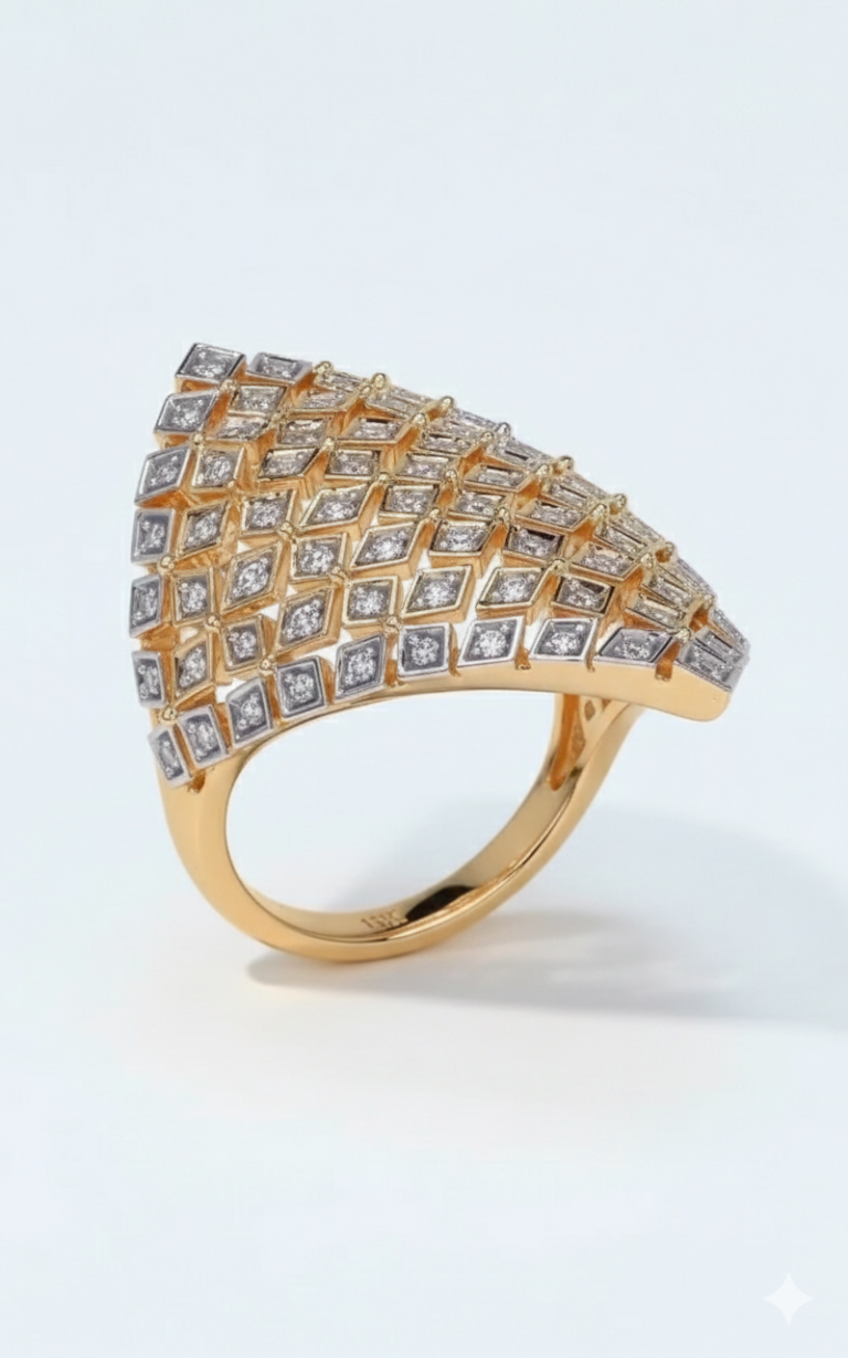 Mosaic Gold Lattice Ring